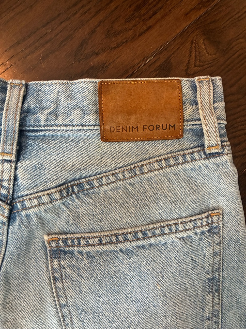 Denim Forum Light Blue High-Rise Cutoff Jean Shorts - Picture 3 of 6